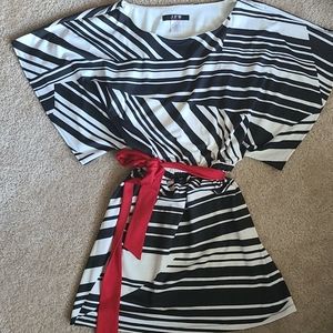 JFW Dress Black & White with red tie belt